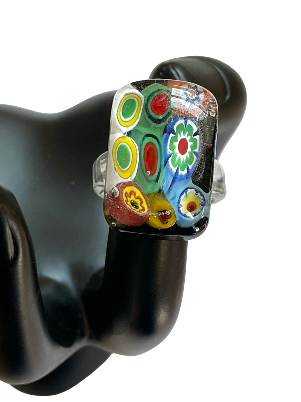 Vintage Murano Millefiori Glass Ring Size 7.5